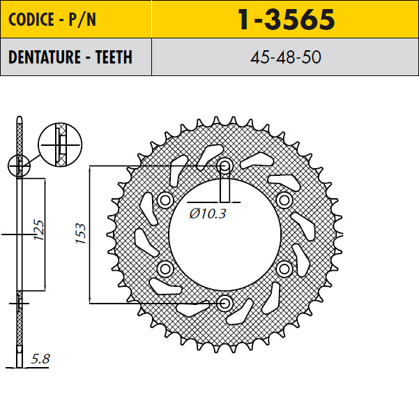 Звезда задняя Sunstar 1-3565-45