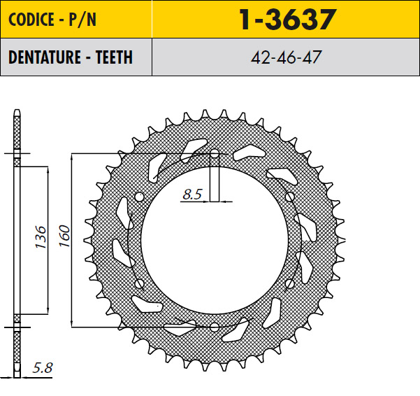 Звезда задняя Sunstar 1-3637-47