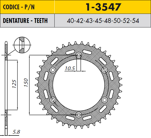 Звезда задняя Sunstar 1-3547-50