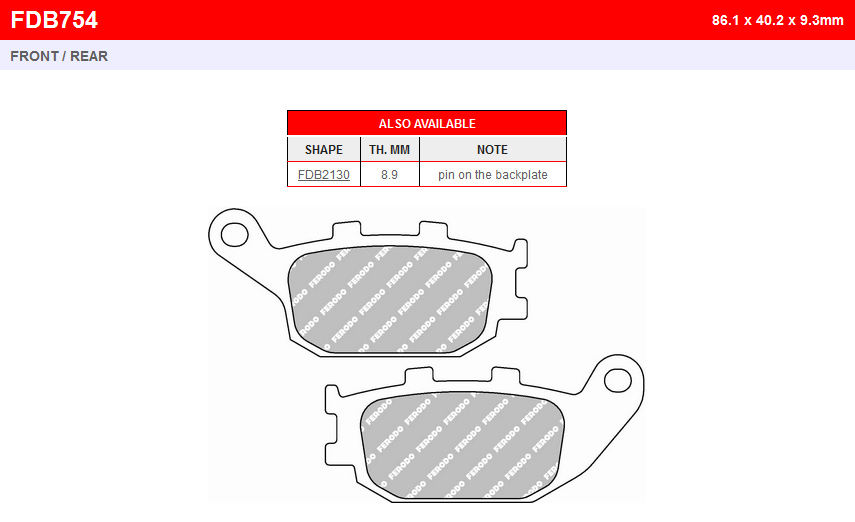 Тормозные колодки Ferodo FDB754P
