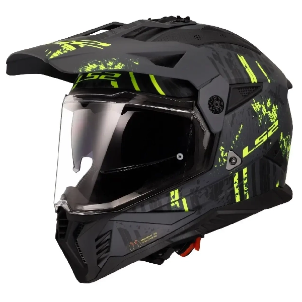 Мотошлем LS2 MX702 Pioneer 2 Crazy Matt Black Hi-Vis Yellow
