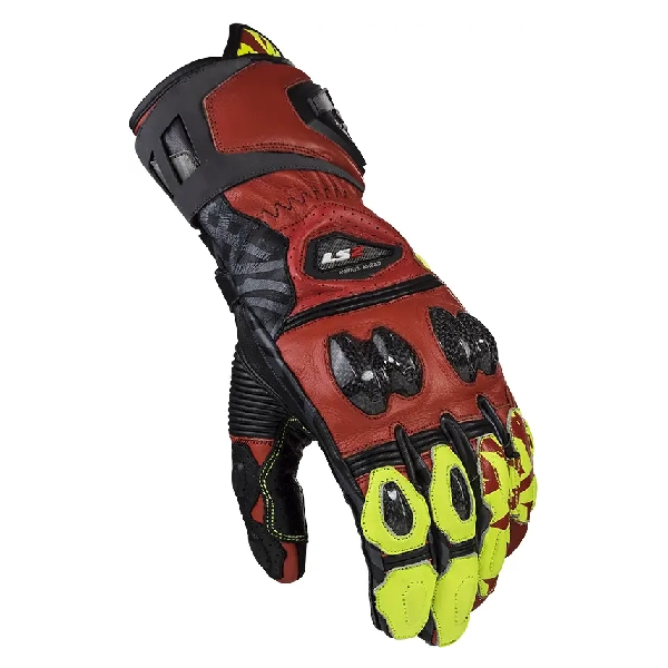 Мотоперчатки LS2 Feng Racing Gloves Red Hi-Vis Yellow