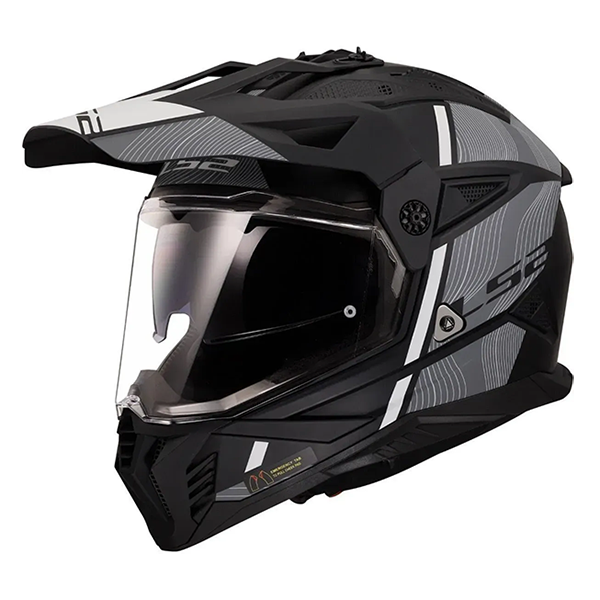 Мотошлем LS2 MX702 Pioneer 2 Hill Matt Black White