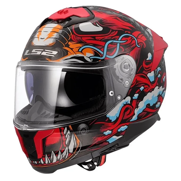 Мотошлем LS2 FF808 Stream 2 Dragontiger Matt Black Red