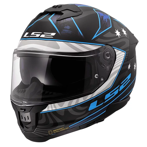Мотошлем LS2 FF808 Stream 2 Galdam Matt Black Blue